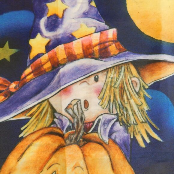 Halloween Decor Flag Fall Banner Trick Or Treat VINTAGE 90s 28x40 Cat Pumpkin - Picture 2 of 6